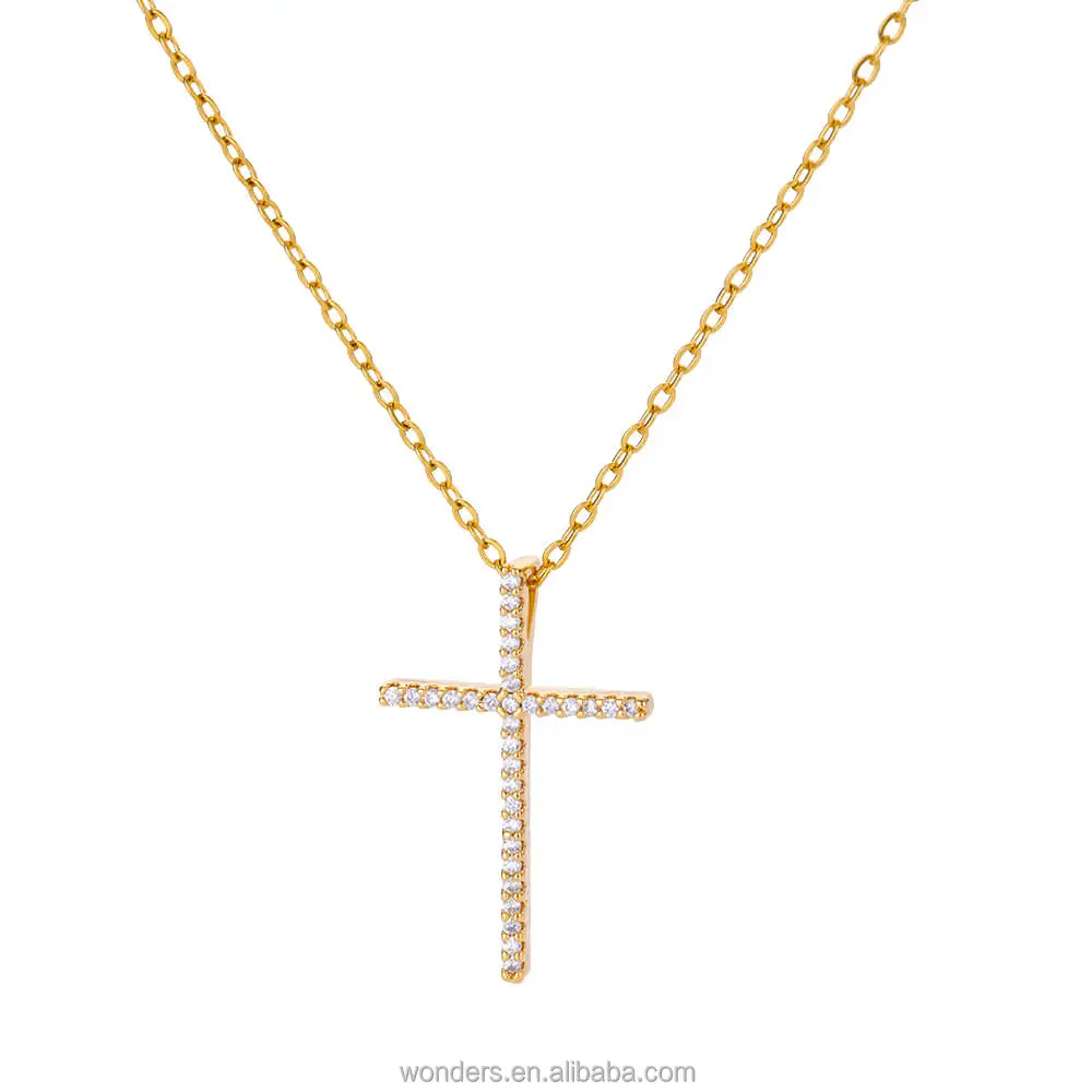 

Women's Simple Cubic Zirconia Cross Pendant Necklace CZ Daily Necklaces Christian Jewelry Gifts