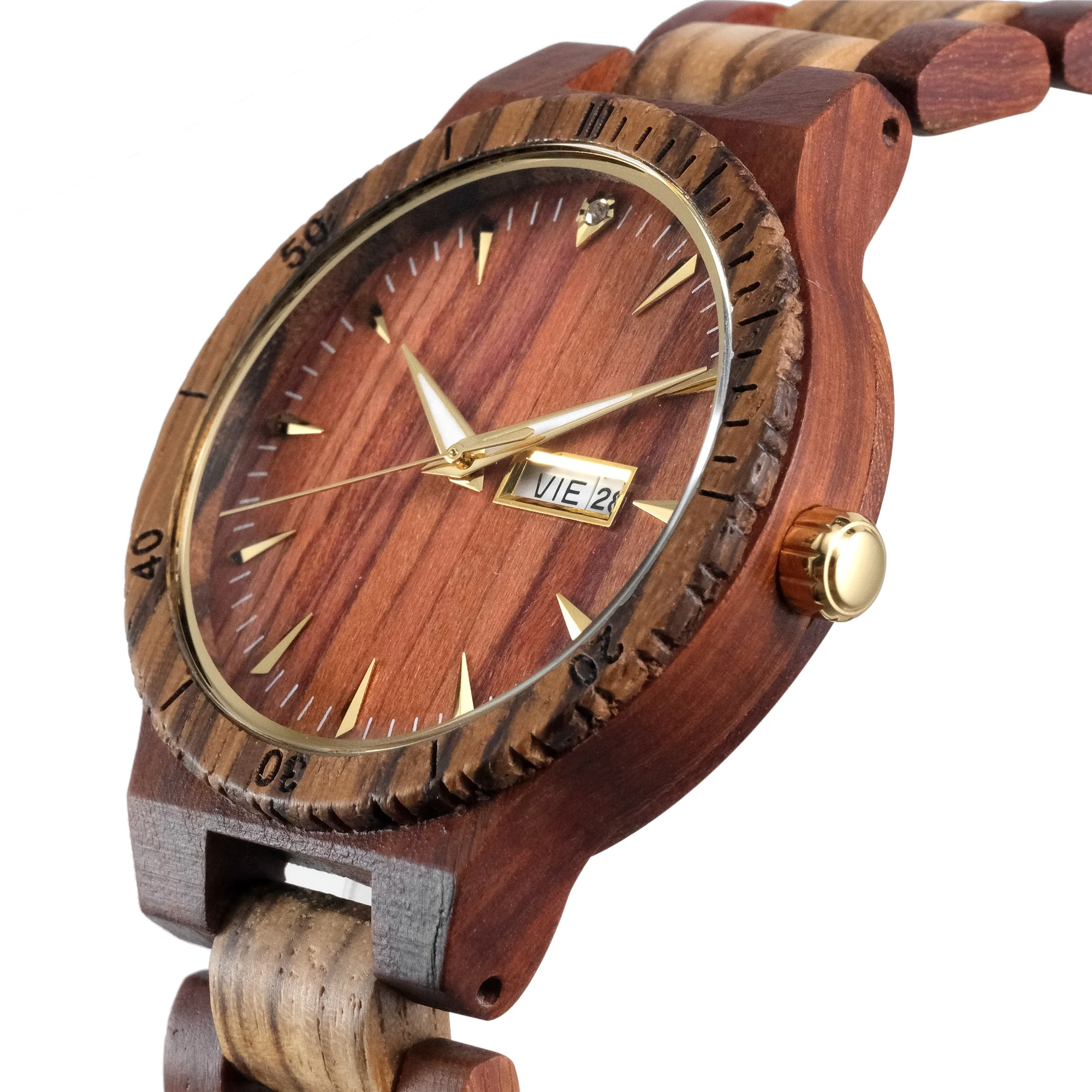 

Solid natural wood watch for man with Japanese quartz movement PC33 Highfly HFA01 ebony zebra red sandal wooden man watches