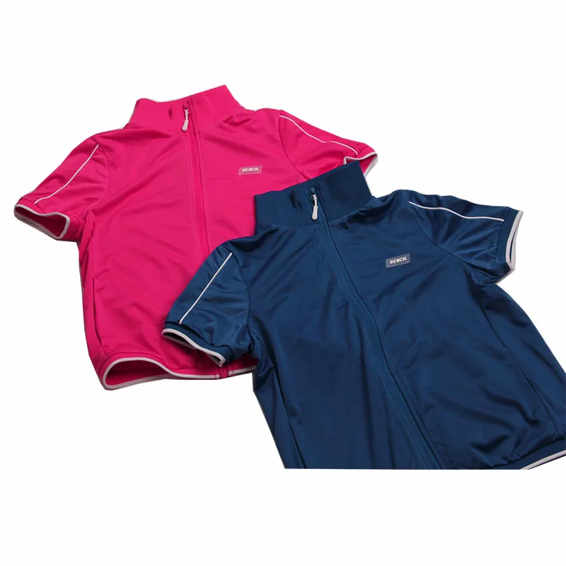 

Wholesale customized outdoor casual zipper women blue pink polo neck short sleeve t-shirt woman