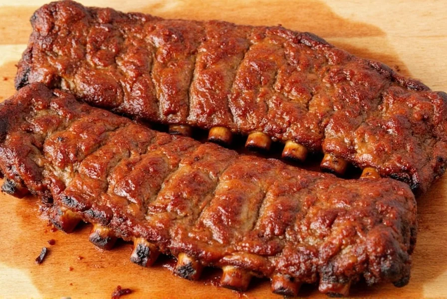 Smoked spare ribs on a cutting board