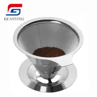 

For single cup stainless steel pour over coffee cone dripper double layer mesh coffee filter