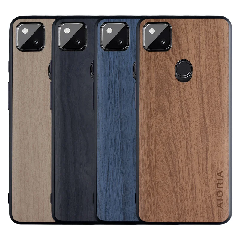 

Vintage PU skin & Hard PC & Soft TPU woodLike case for Google Pixel 5 4A 5G 4 XL