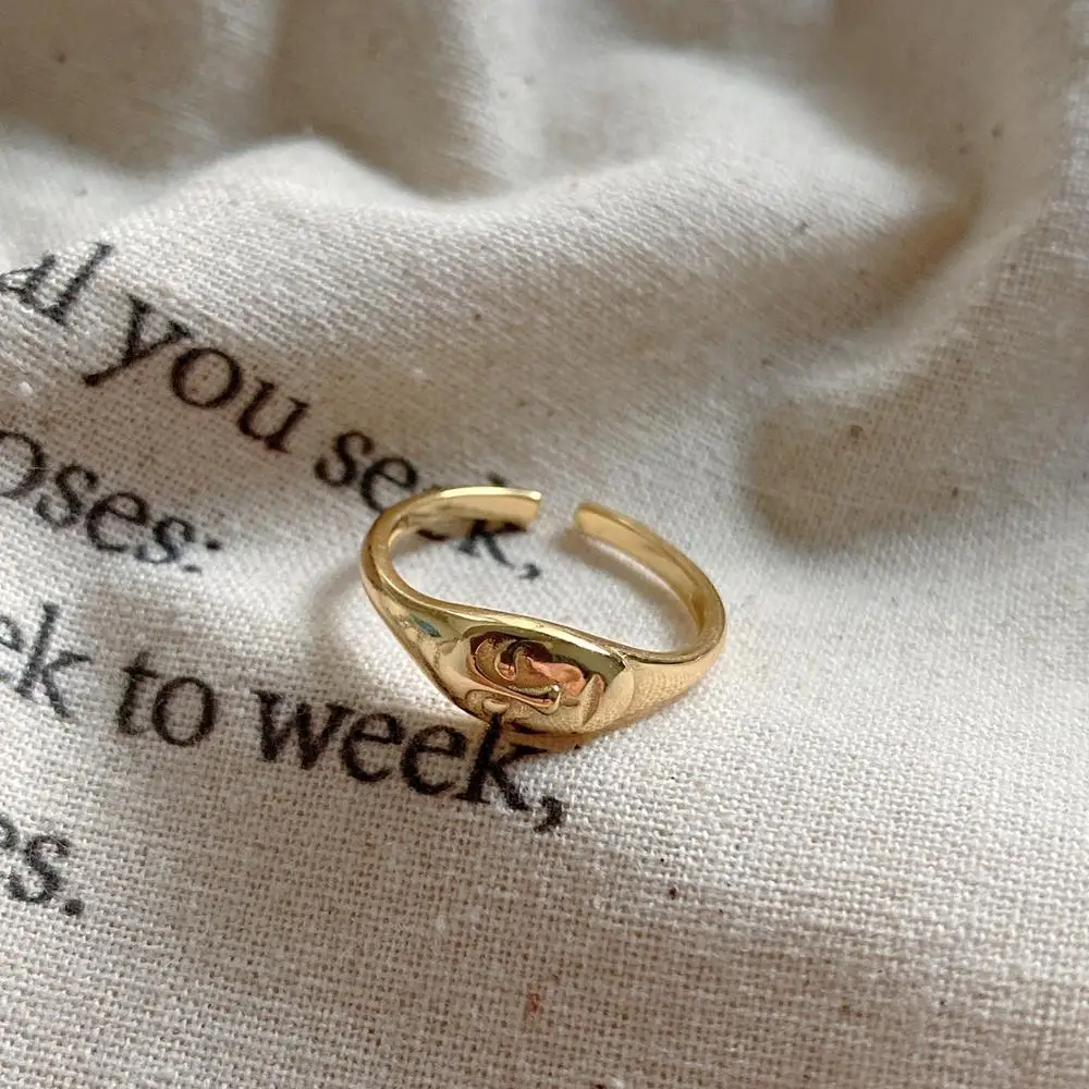 

Modern S925 sterling silver 18K gold plating minimalist retro ring female design ring, Gold color