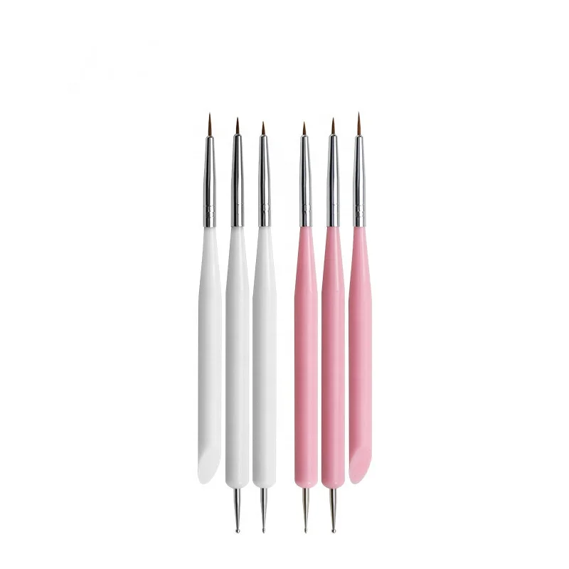 

3Pcs/Set 2 Way Nail Art Dotting Carving Pen UV Gel Drawing Painting Liner Flower Brush Double Head Manicure Tool