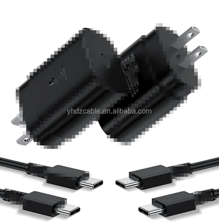 

Original charger for Samsung Galaxy S20 S21 note10 USB C 25W super fast charging kit with 3A type c to type c cable box packing