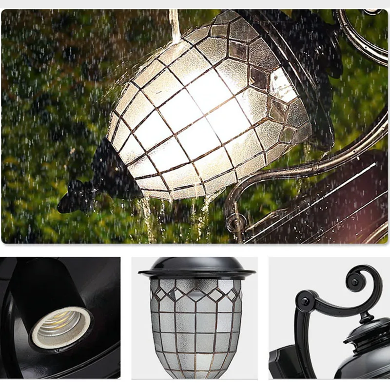 Nordic American country Creative Glass Box Iron Wall lamp for outdoor balcony bedroom Restaurant lighting