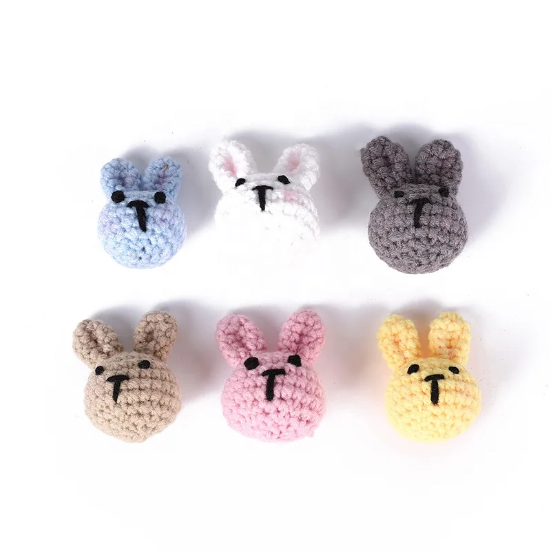 

Hot selling cotton knitted keychain jewelry accessories cartoon animals soft bunny cute rabbit toy accessories