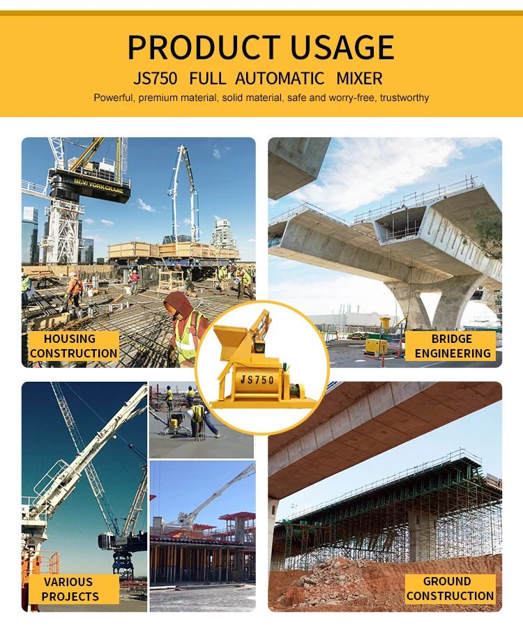 JS750 Concrete Mixer Compulsory Concrete Mixing Machine Forced Cement Mixer With Drum