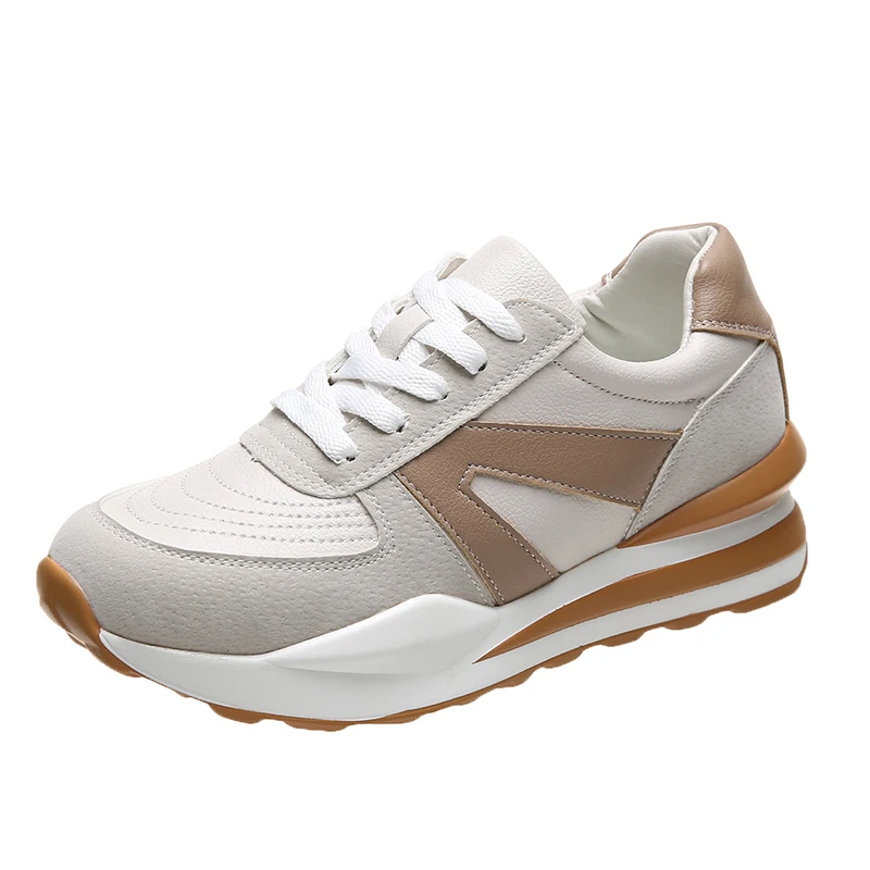 

Comfortable Sport Casual Ladies Running Shoes Fashion Leather Womens Sneakers, Brown,purple