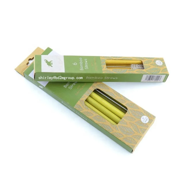 

Compostable Box Coconut Straws 10pcs Bamboo Drinking Straws with 1pcs Clear Brush in One Kraft Box Packing amazon top seller, As the picture