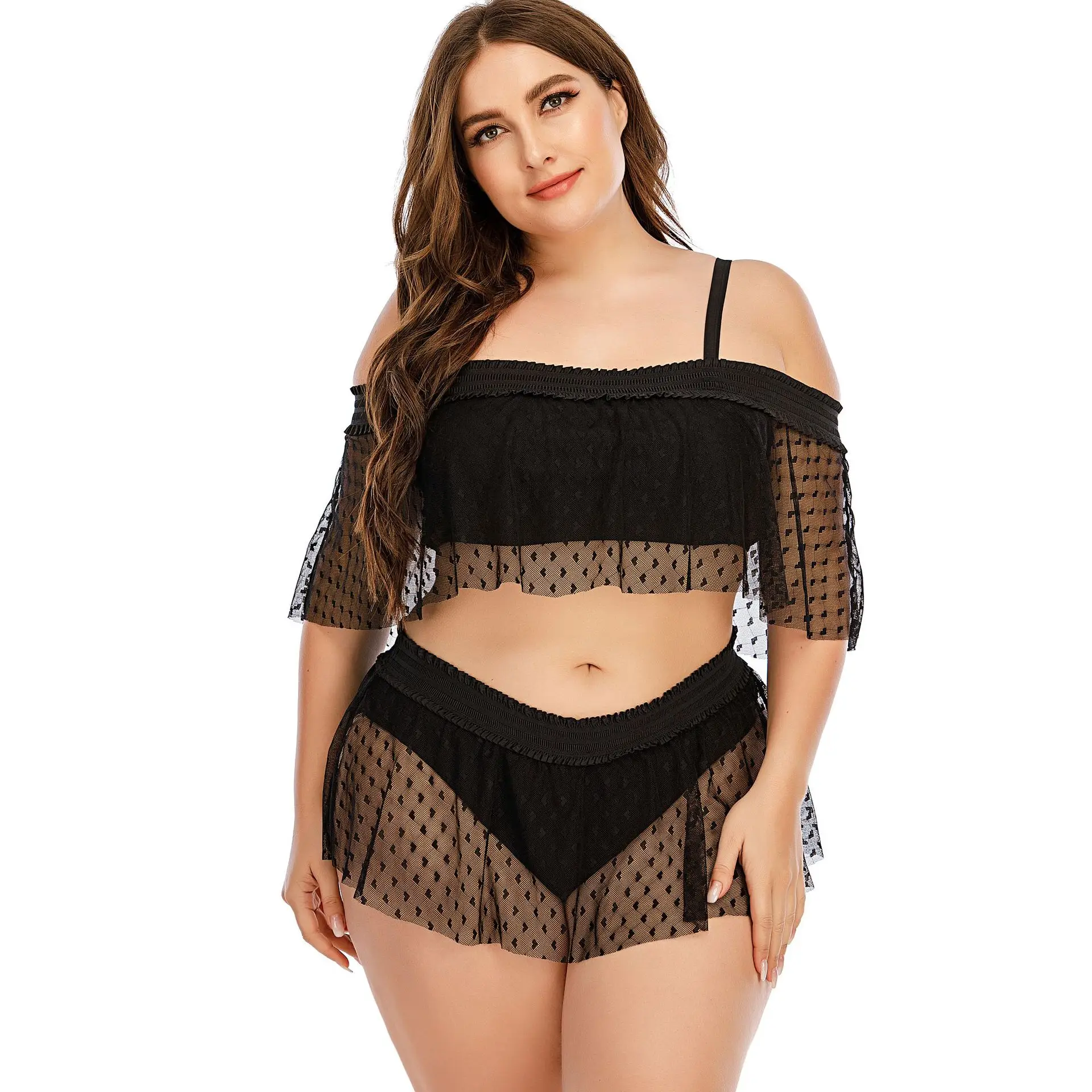 

2021 Sexy Mesh Bikini 2 Piece Swimsuit And Plus Size Swimwear, As picture