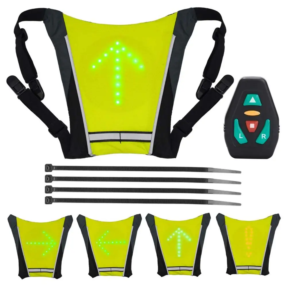 

Reflective Running Cycling Backpack Vest Waterproof Turn Signal Light Vests Highlighting Safety Warning Accessories