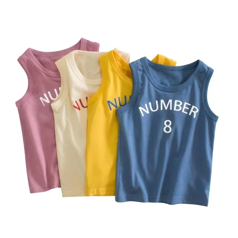 

High Quality Wholesale OEM ODM Custom 100%Cotton Sleeveless Kids Vests Baby Girl Boys Tank Top Boys Clothing