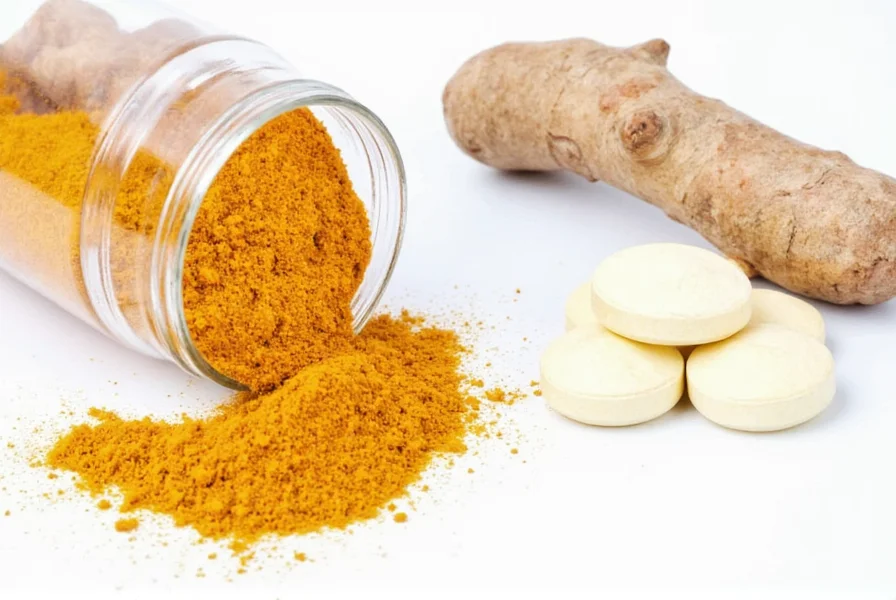 Turmeric tablets compared to fresh turmeric root and powder