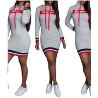 

2019 Customized Women Long Sleeves Letter Print Hoody Dress Fashion Casual Dresses