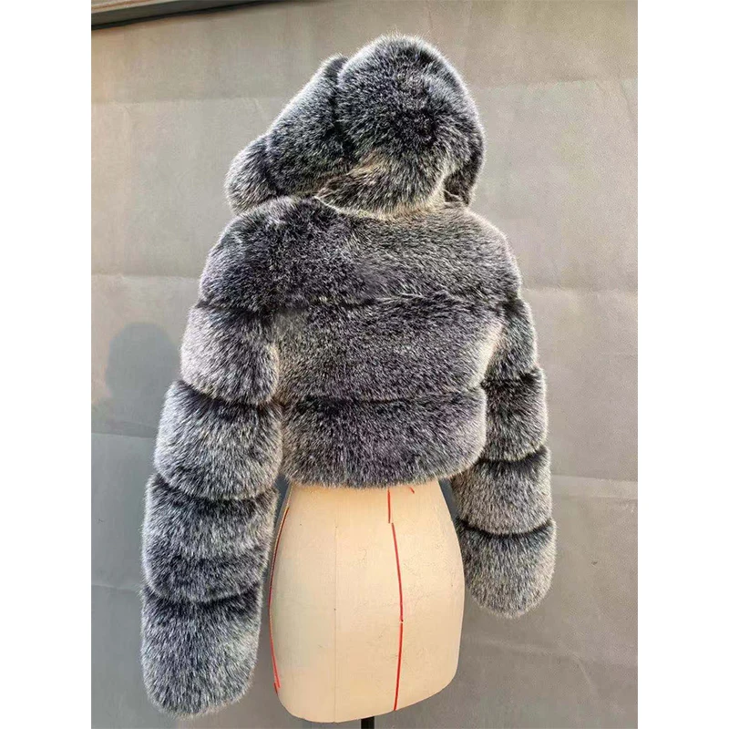 

Clothes women fur coats for woman trendy with hood high imitation bubble fur jacket plus size winter fox fur coats women, Picture