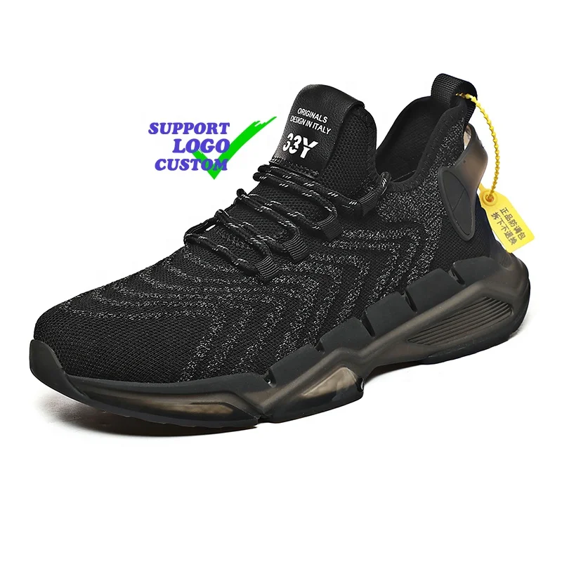 

Mesh Material Sneakers Custom logo Sport Casual Men Shoes And Footwear For Wholesale Black Comfortable Men Shoes
