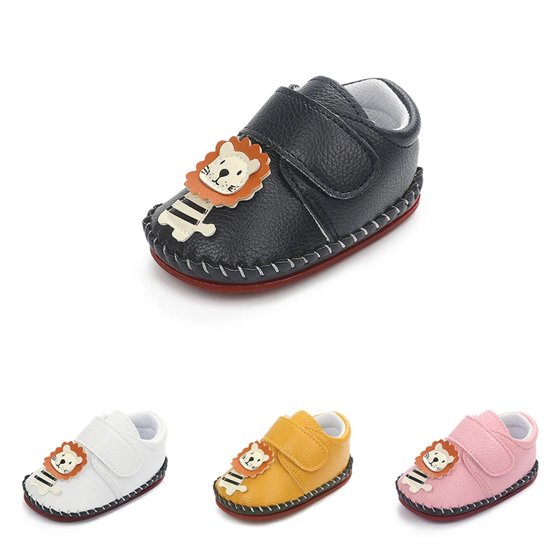 

Baby Cartoon lion Shoes Newborn Baby Boys Girls Cute Animal First Walkers Shoes Toddler Soft Sole Anti-slip Pu casual shoes B1, As photo