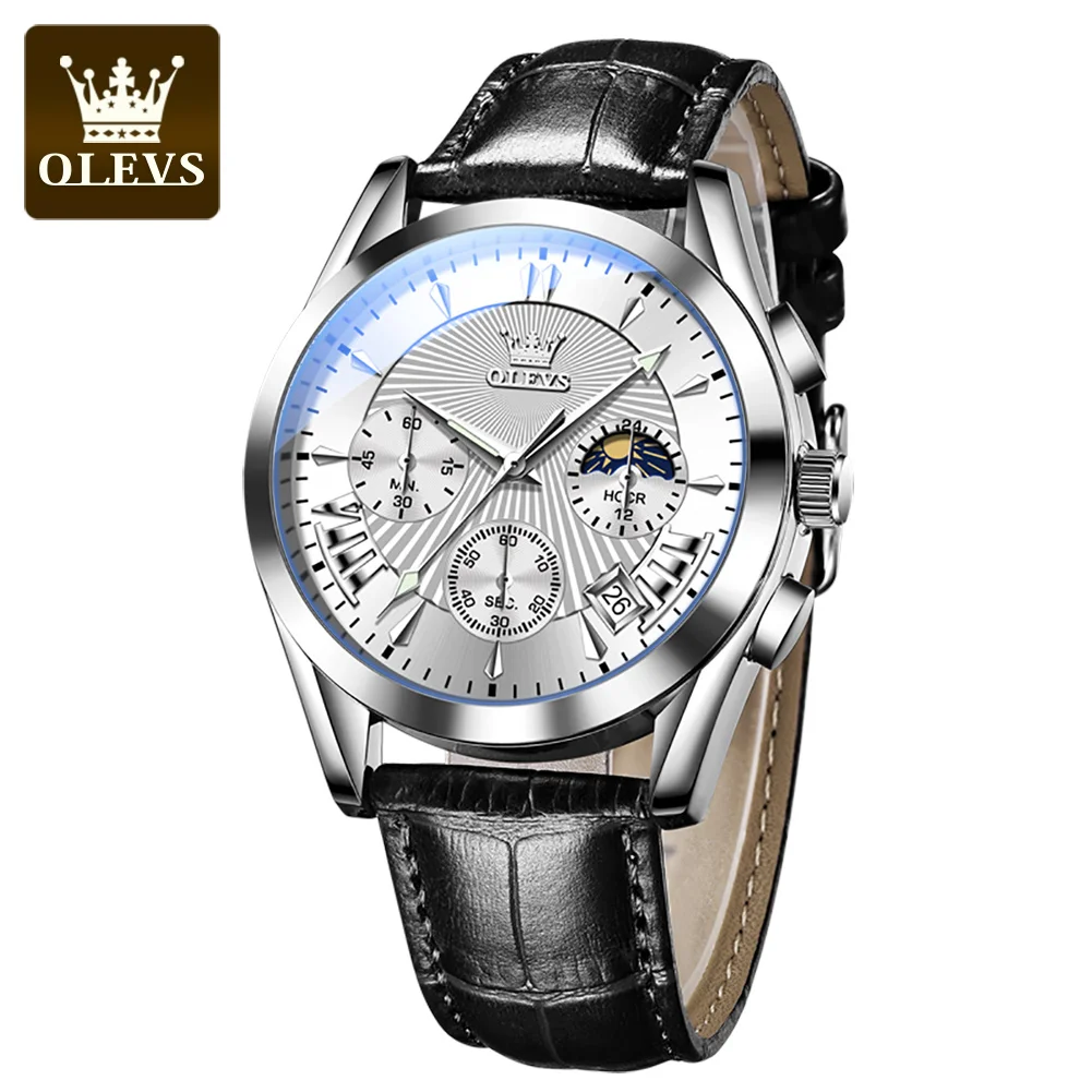 

OLEVS 2876 Factory Wristwatches Sales Luxury Brand Men Waterproof Pu Leather Fashion Diamond Quartz Men watches