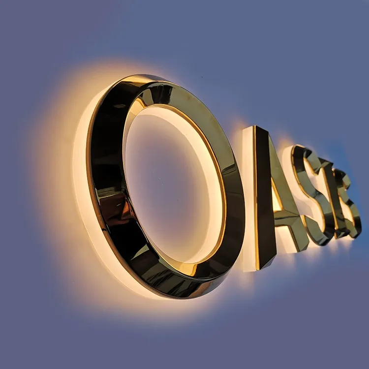 
Fine backlit word stainless steel back light word custom door signboard billboard image wall crystal led acryl back light word 