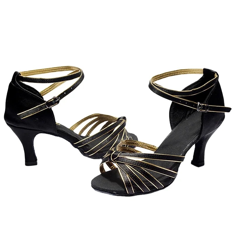 

Wholesale Ladies Double Color Latin Salsa Tango Dance Shoes with 3/5/7cm Heels, Gold, silver, black, light skin, deep skin