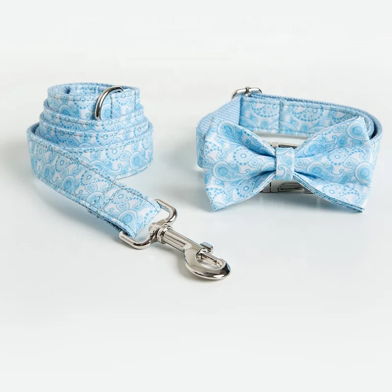 

Dog Collar and Leash Set Bowtie with Matching Leash Set Fashion Prints Wholesale Pet Supplies Collar Dog Accessories Luxury, Customized color