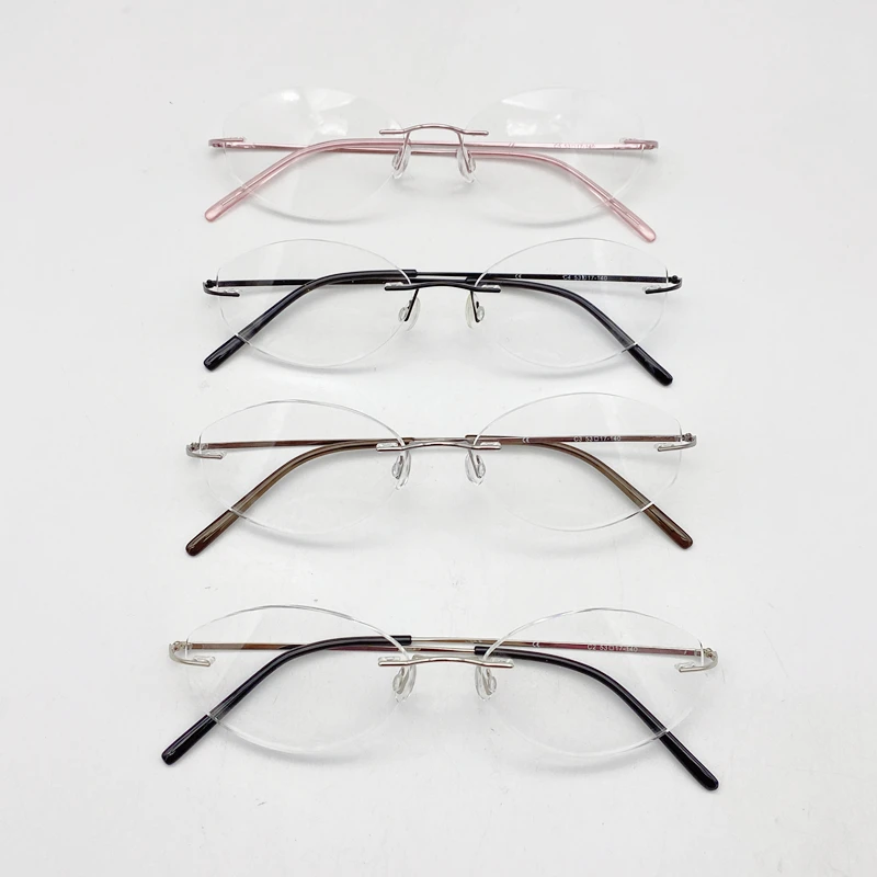 

Ready to spot classic female stainless steel glasses frame super elastic metal rimless glasses optical frame OEM China