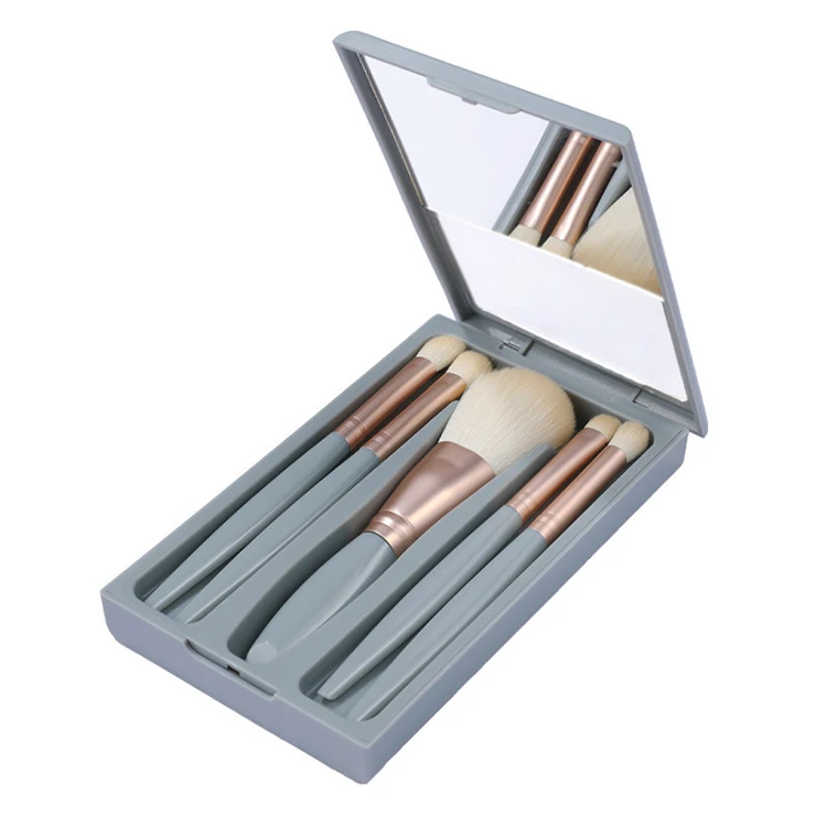 

2023 New products Travel Size Make Up Brushes Low Moq small portable cosmetic brush with mirror makeup brush