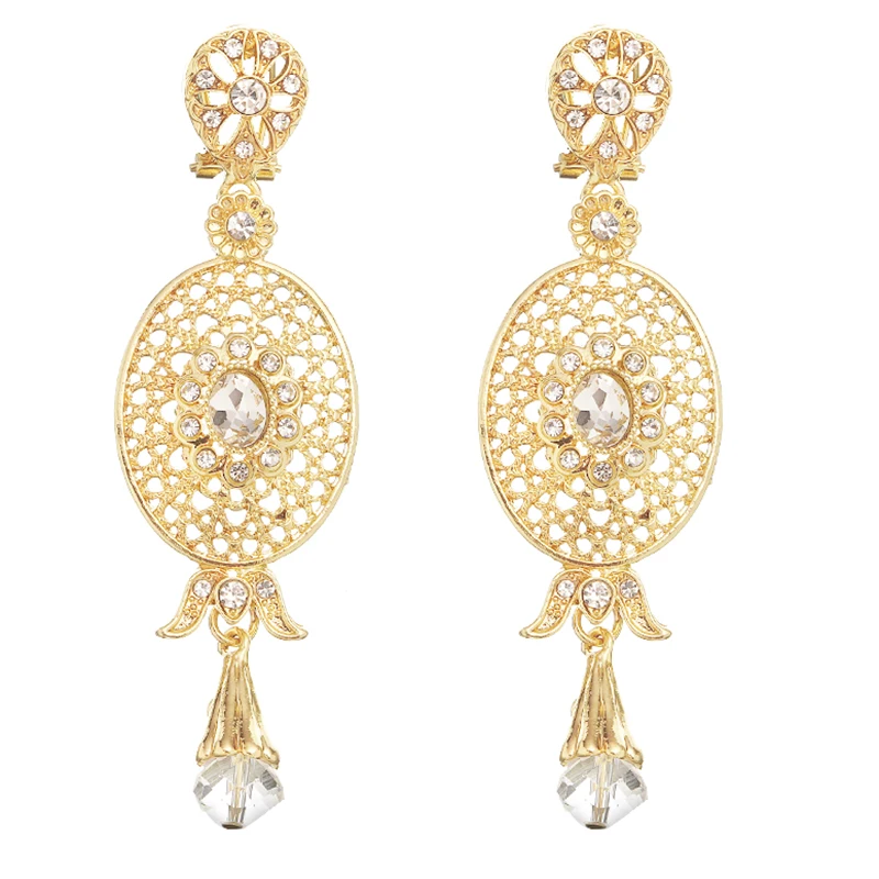 

Wedding jewelry earrings Moroccan style French hook earrings manufacturers direct sales, Gold and silver