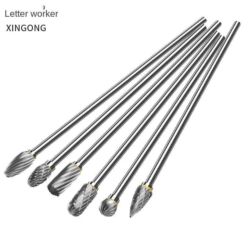 Letter Worker Polished 100mm 3*6 Long Tungsten Steel Alloy Diamond Cut Rotary File Electric Drill Tool High Quality Woodworking