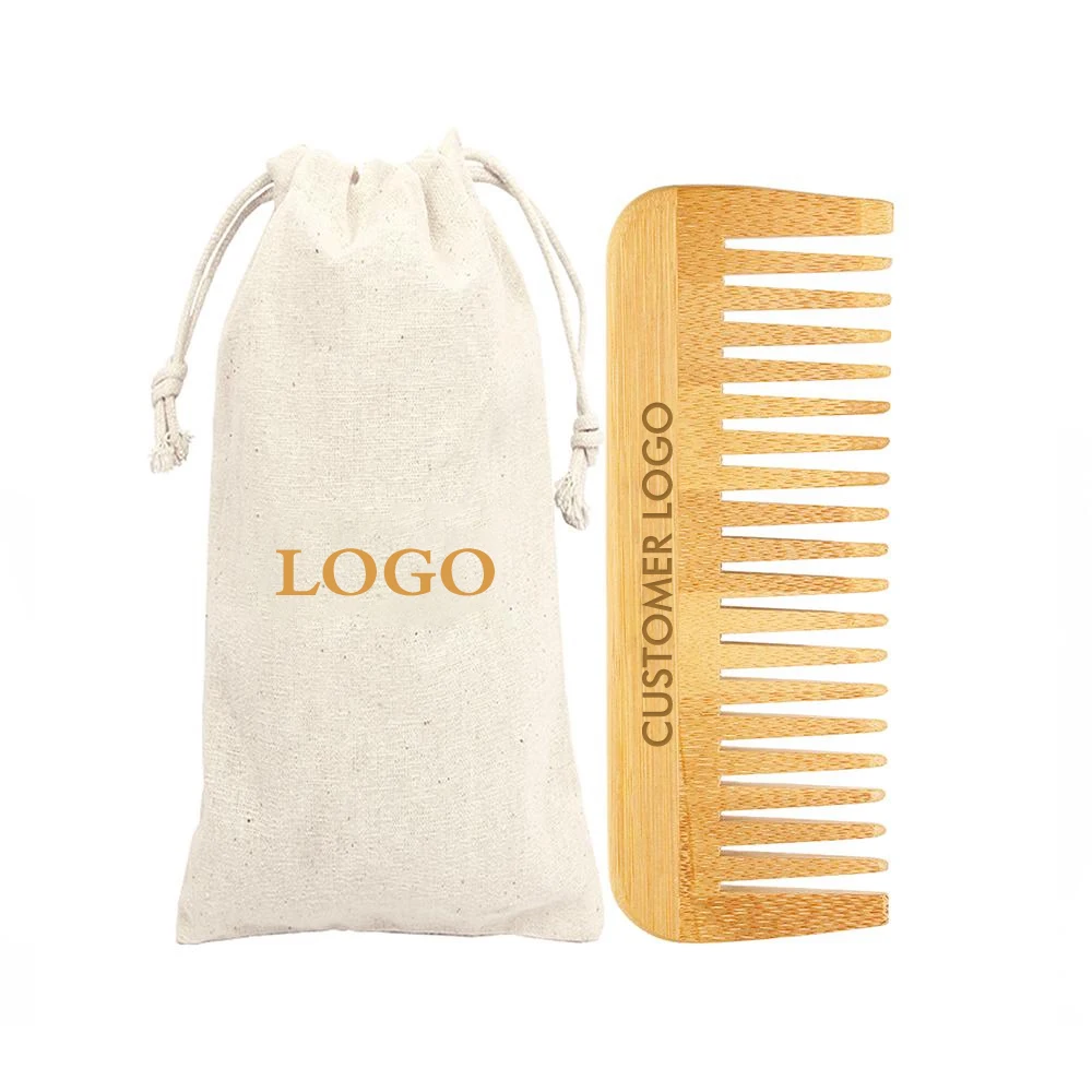 

Hot Selling Eco-friendly Natural Bamboo Wood Wide Tooth Comb Private Label Biodegradable Bamboo Comb