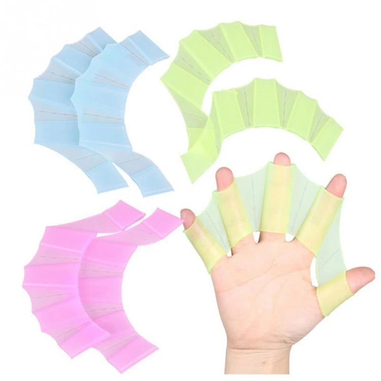 

Different Size Reusable 1Pairs Flippers Palm Finger Webbed Gloves Swim Fins Silicone Girdles Swimming Hand Fins, Yellow ,blue ,pink or according to your request.