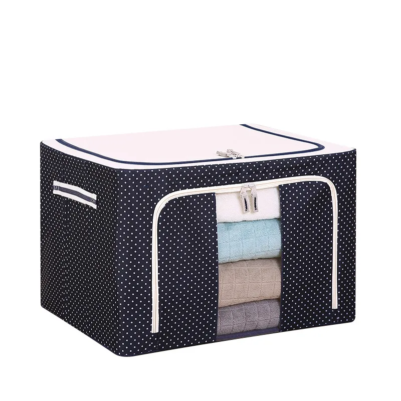 

Oxford Quilt Blanket Storage Box Foldable Storage Bag Large Zipper Clothes Organizer Storage Bag with Steel Frame