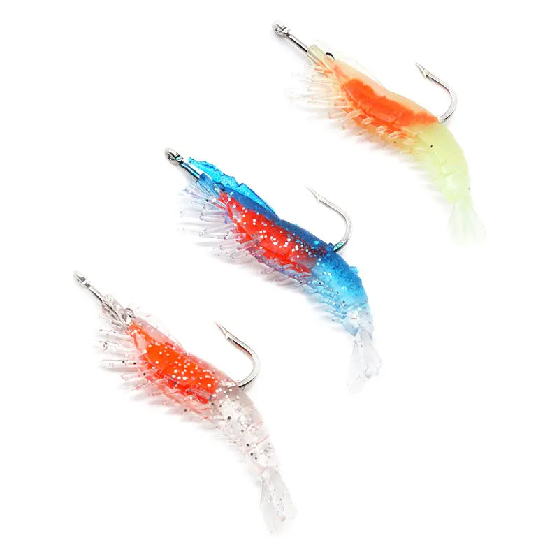 

Saltwater Soft Shrimp Lure Rigged with hook 6cm 3g Soft Prawn Fishing Lure Soft Prawn Fishing Bait, 4colors