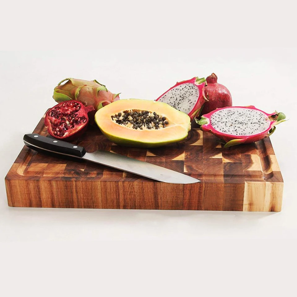 Premium Thick Acacia Wood End Grain Cutting Board Butcher Block With