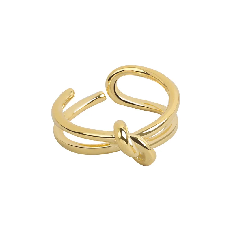 

2021 Sailing Jewelry  Knot Rings Golden Copper Knot Rings Double Layer Opening Ring, Gold/silver