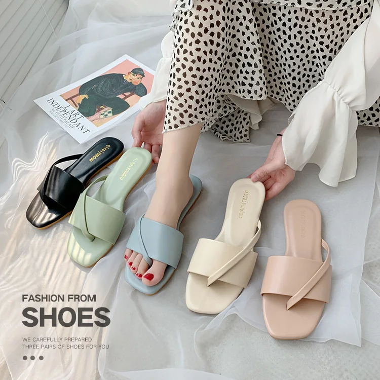 

Slippers women's flip-flops new summer fashion outer wear flip-flops Korean version women's shoes flat soft bottom set-toe beach