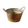 Household ceramic tableware Japanese coarse pottery meal plate round pot fruit plate with rope handle