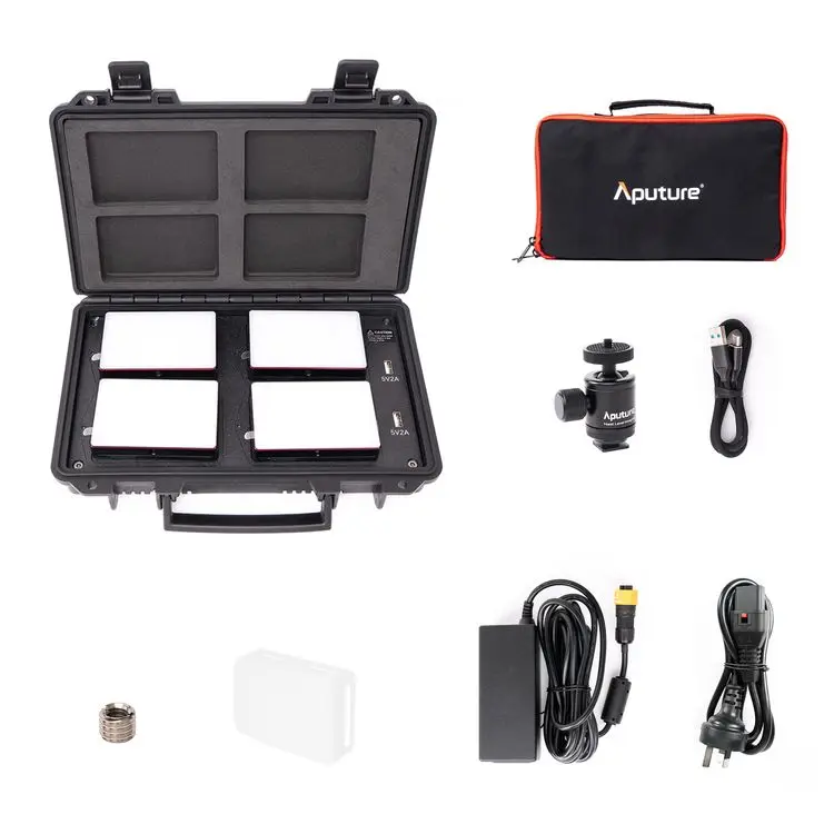 Aputure MC 4-Light Kit mini 3200K-6500K Portable LED Light with HSI/CCT/FX Lighting Modes for RGB Video Photography Lighting