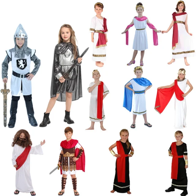 

Hot Sale Children Party Cosplay Costume Boys Roman Warrior Cosplay Costumes Roman Warrior Gladiator Medieval Knight Costume
