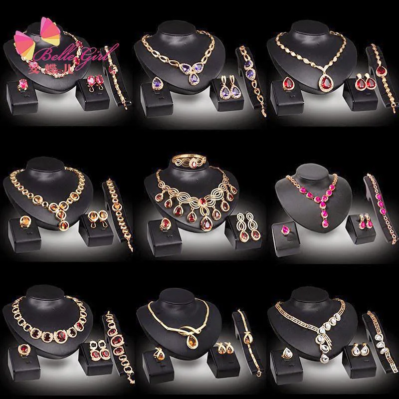 

BELLEGIRL 2022 4pcs/set wedding Mix Style gold women Jewelry Sets xoxo necklace set jewelry indian bridal jewelry