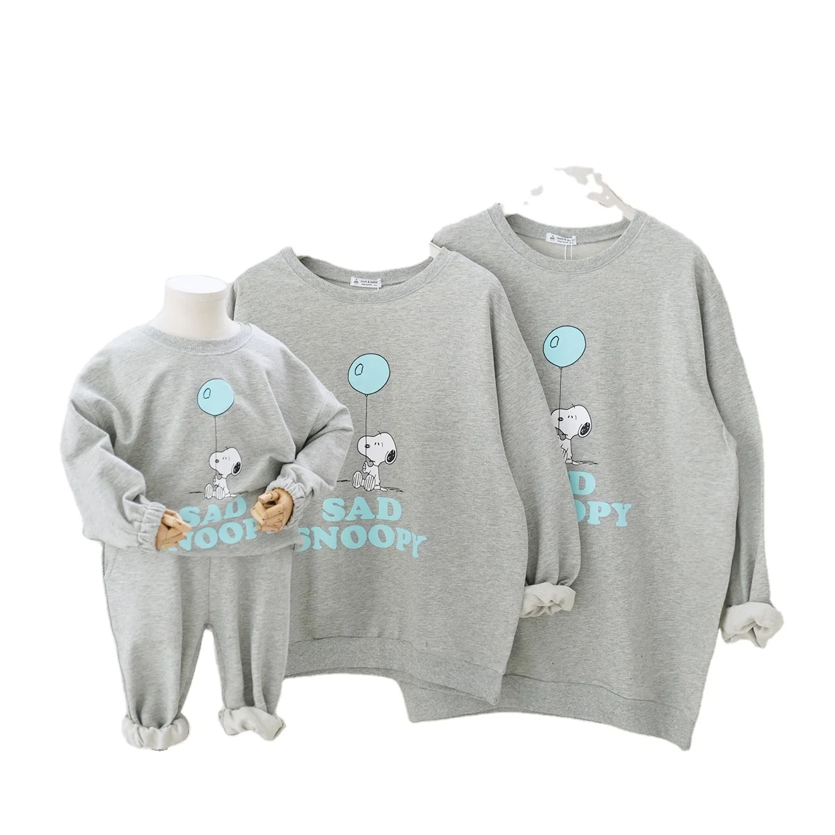 

Spring and autumn girls' and boy's cartoon printed clothing sets women and men's hoodies family sportswear, As picture