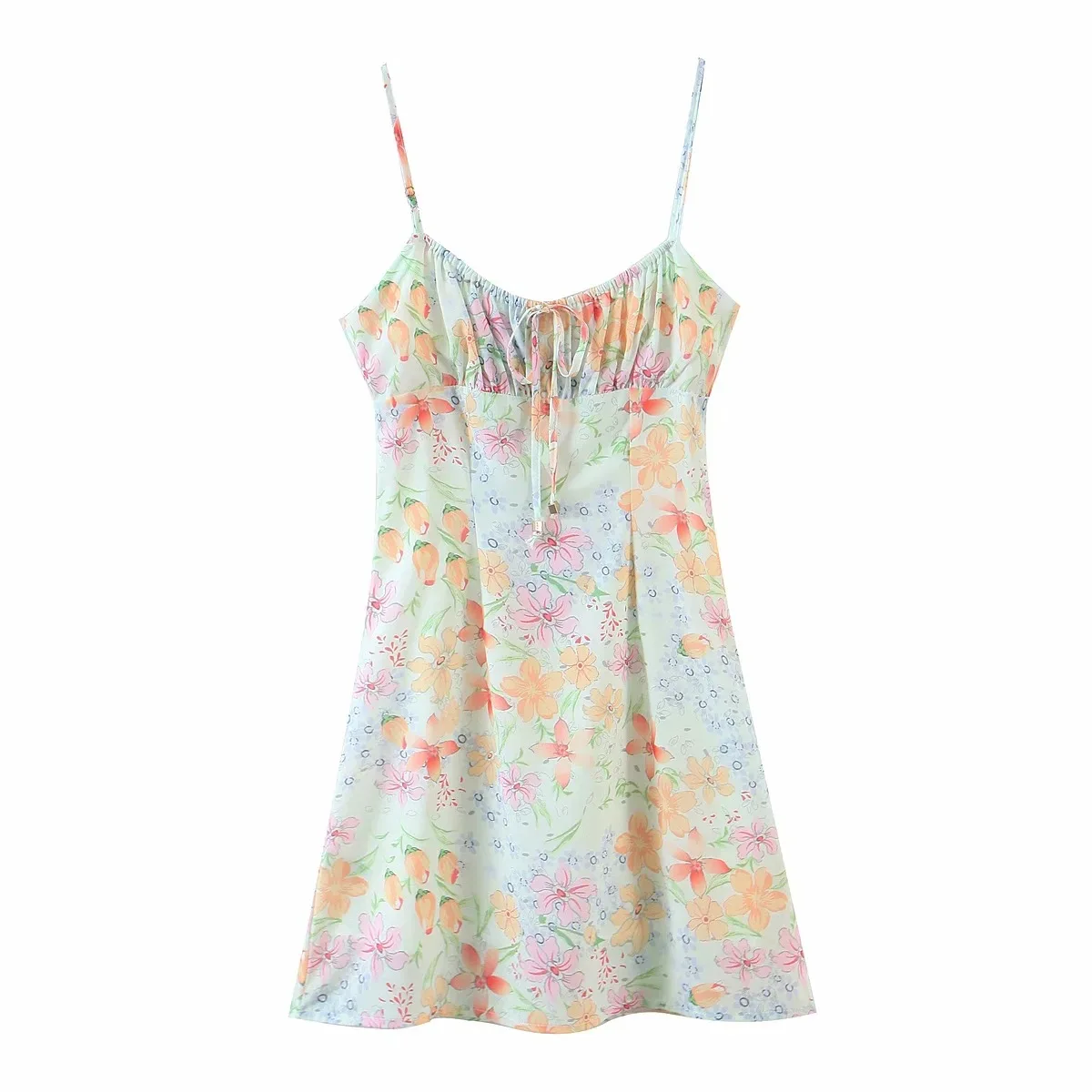 

B54365A 2021 Spring new French style lady sexy retro flower print slip dress, Shown