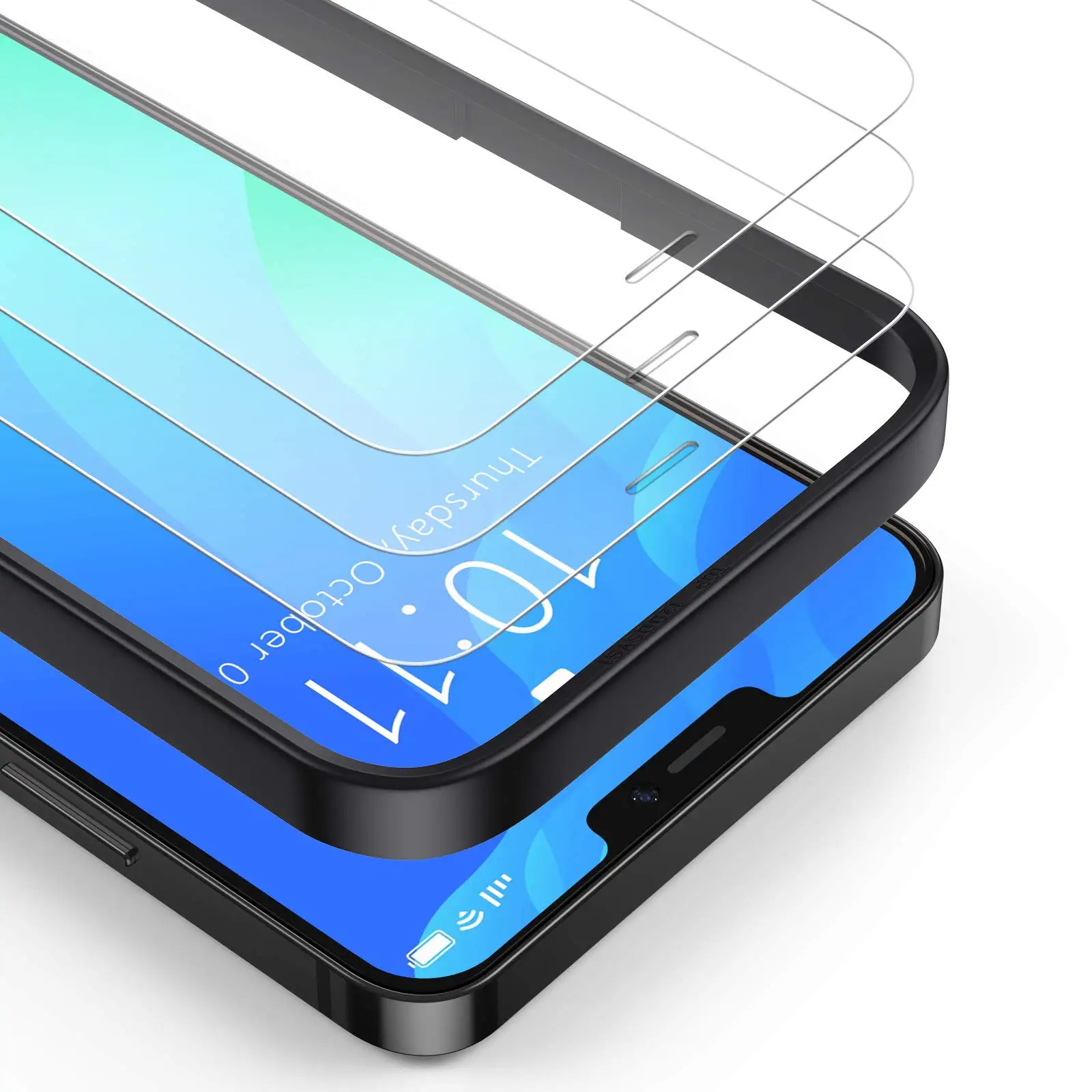 

3 pack HD Clarity 0.25mm with Guidance Frame Tempered Glass Screen Protector for iPhone 12 Pro max