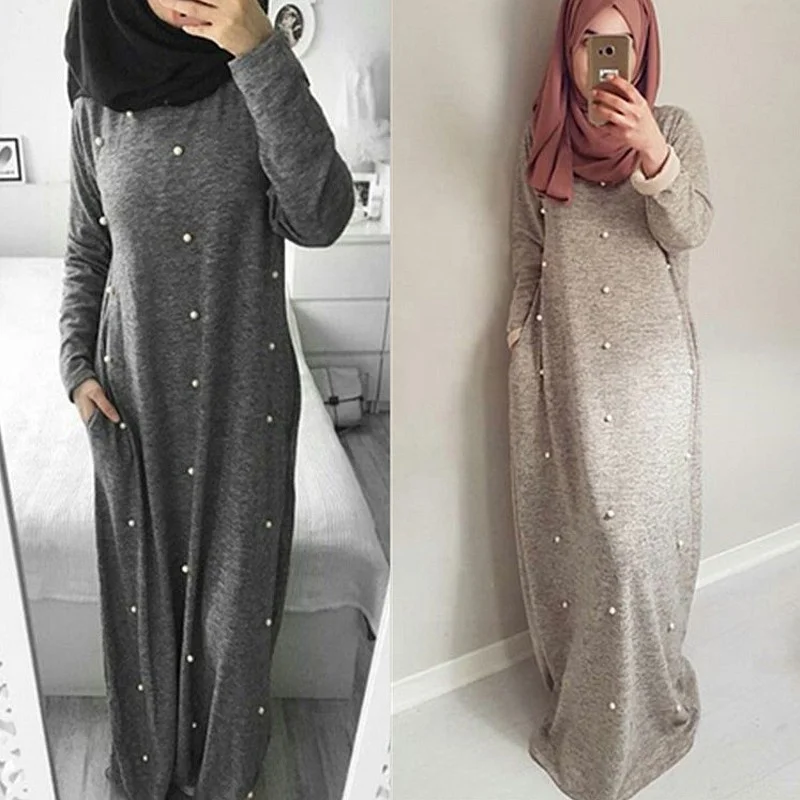 

Factory Direct Sale Arab Dubai Kaftan Turkey Cotton Abaya For Women Islamic Clothing Beading Maxi Muslim Dress, As pics show