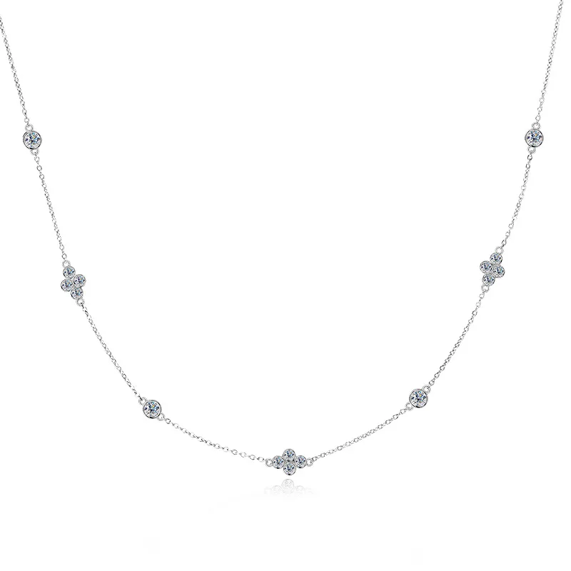 Wholesale Grade D 0.76ct Moissanite Necklaces 925 Sterling Silver Clover Moissanite Diamond Jewelry Necklace for Women