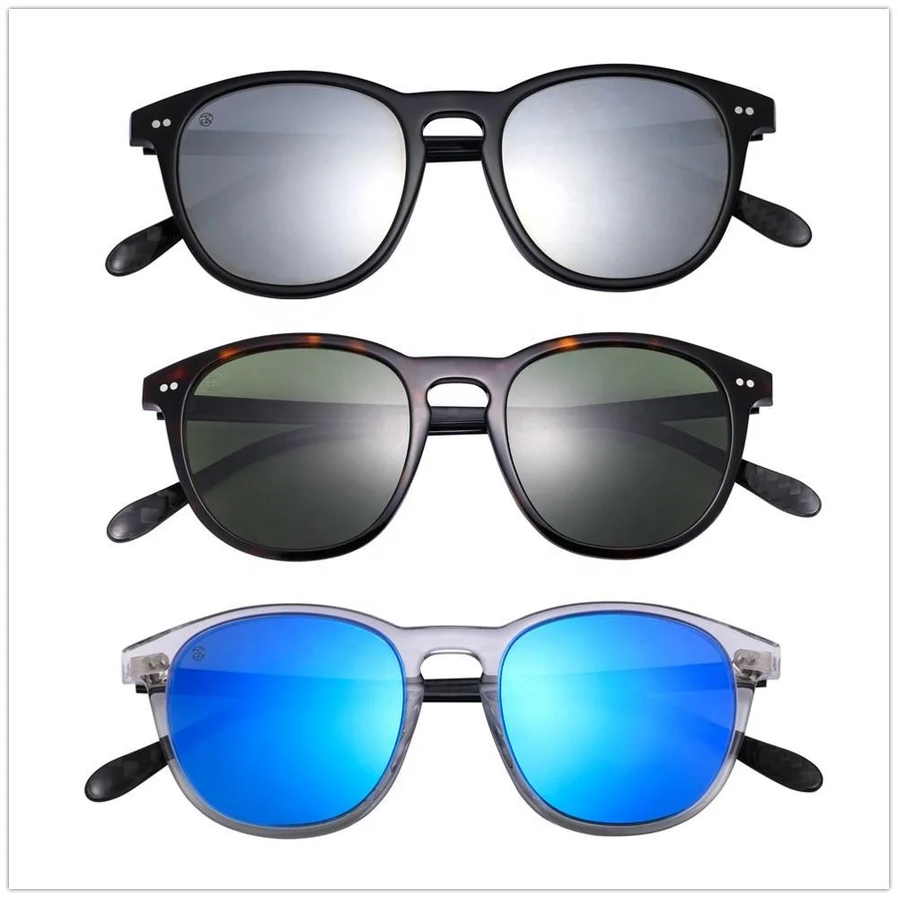 

Carbon Fiber Temple Handmade Acetate Elegant Round Sunglasses For Women Men
