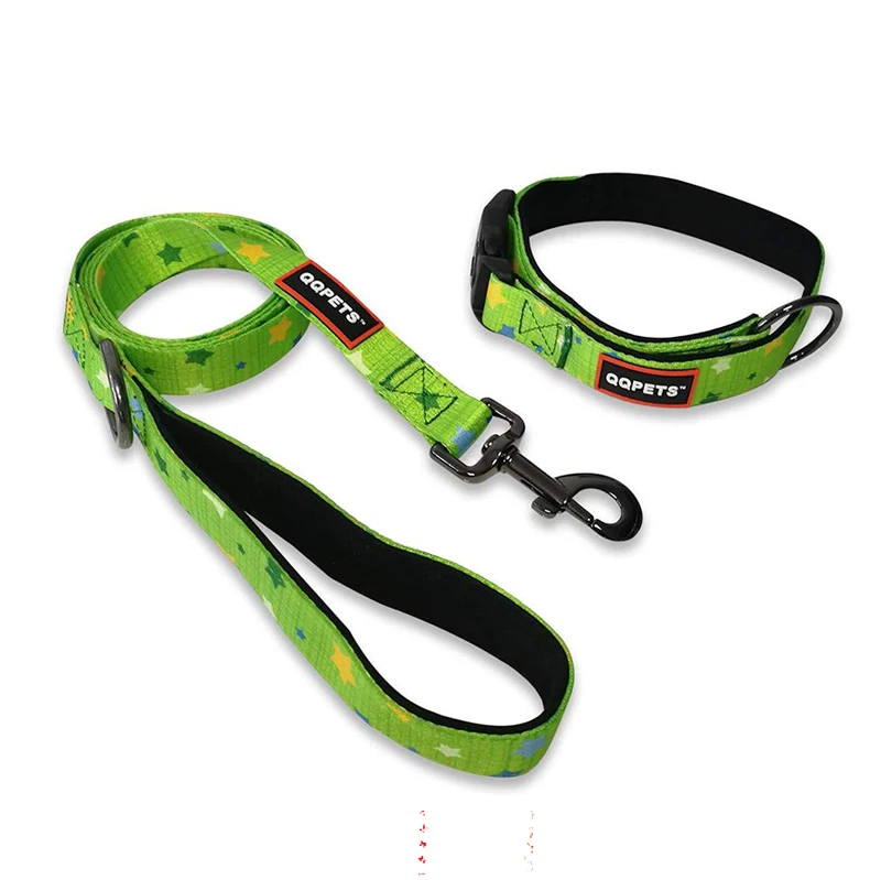 

Safety neoprene padded dog collar leash with sublimation printing, Colorful, color can be customed