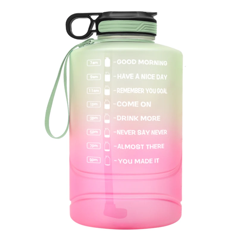 

2021 one gallon sport water bottle Large Capacity motivational Water Bottle PETG Plastic Time Marker custom color packing, Customized color