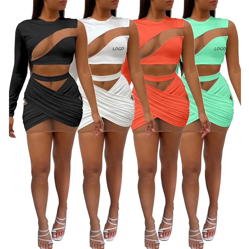 

Free shipping sexy one shoulder mesh see-through side hollow Sexy Dress Slim Fit Women Lady Elegant Bodycon Casual Dress